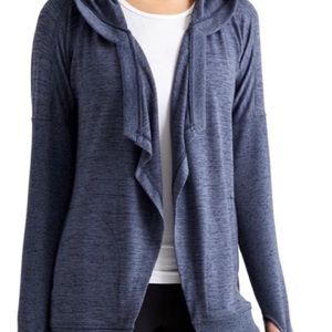 Athleta Blissful Wrap Hooded Cardigan,Blue/ Gray‎ size S